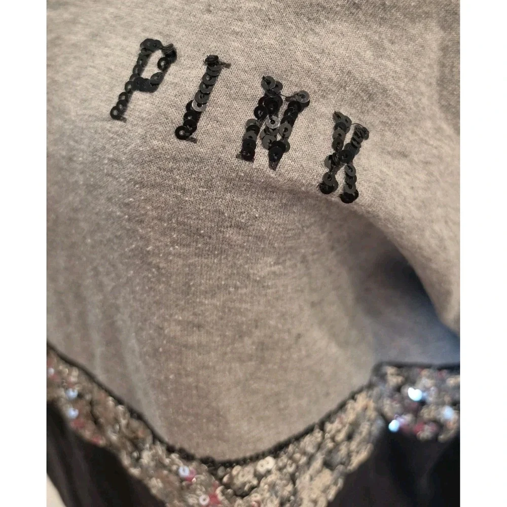 Victoria's Secret PINK Gray Marled Sequin Hoodie SZ M Y2K 2000s Athleisure